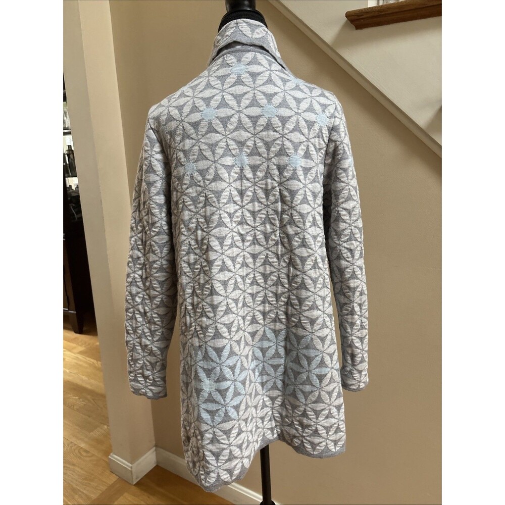 Women’s Oleana Of Norway Silk And Wool Long Open Cardigan Size Small Gray Blue - Picture 2 of 9